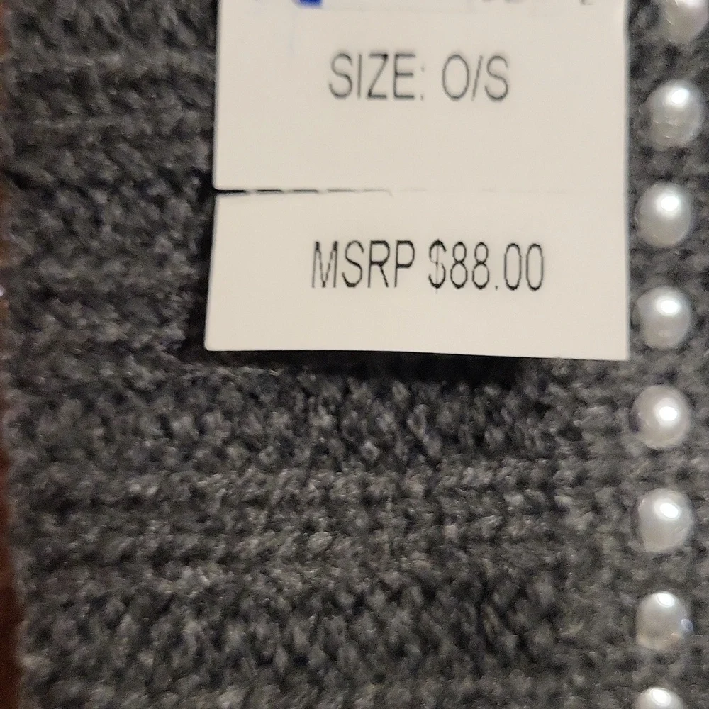 Michael Kors Charcoal Knit Scarf with Pearl Details